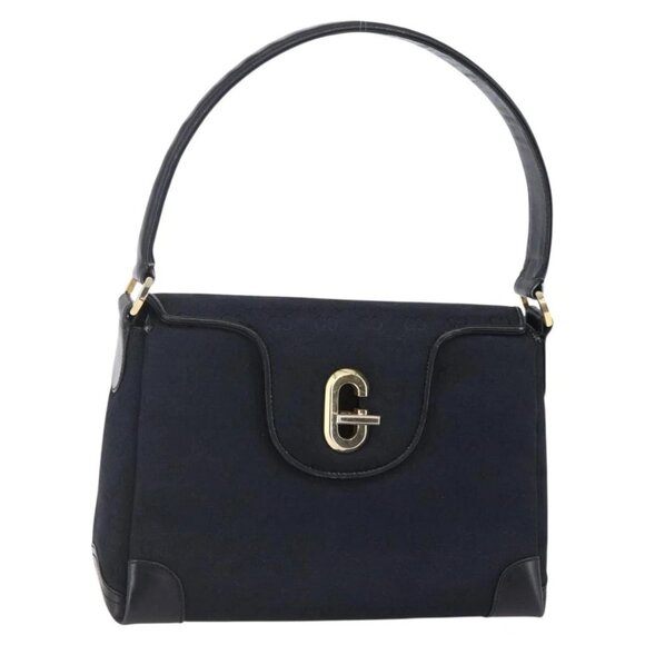 Gucci Handbags - GUCCI GG Canvas Shoulder Bag Black Gold Auth 147856
